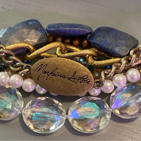 Marlaina Stone Chinky Multi Strand Chainlink Beaded Bracelet - Picture 8 of 11